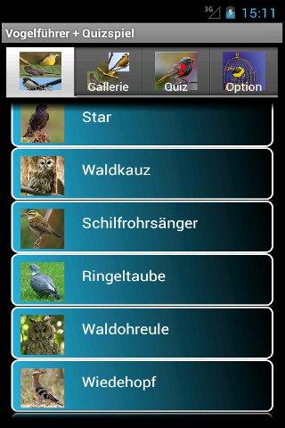 Android application Bird Guide + Quiz Game screenshort