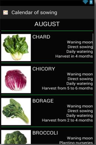 Calendar of sowing. Garden Screen 3