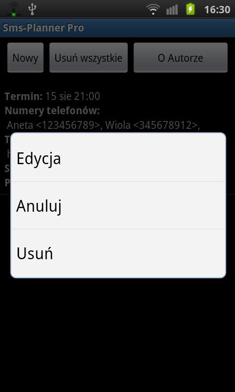 Sms-Planner Pro Screen 2