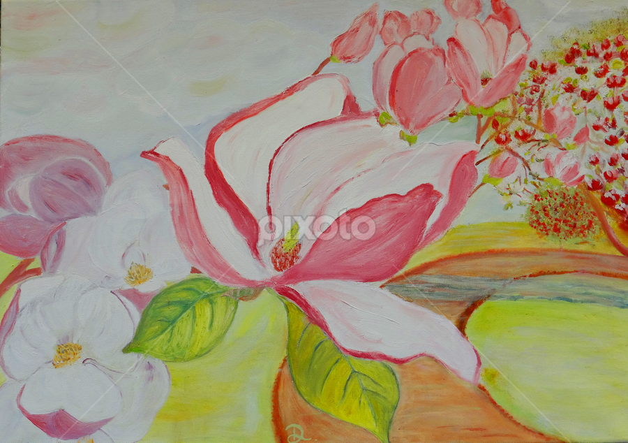 magnolia in the garden .. by Dubravka Bednaršek - Painting All Painting