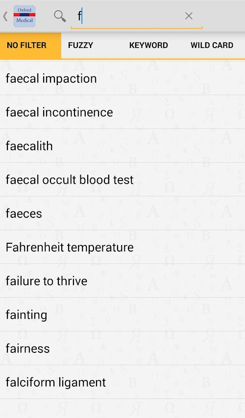 Android application Oxford Medical Dictionary screenshort