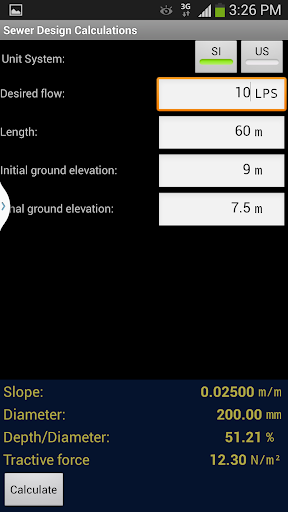 Sewer design calculations