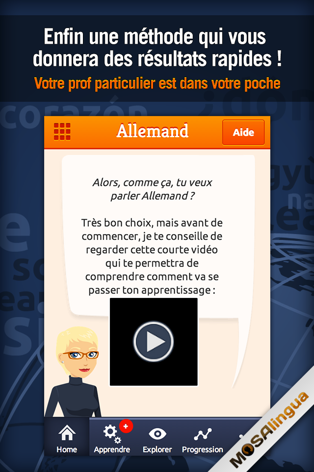 Android application Learn German with MosaLingua screenshort