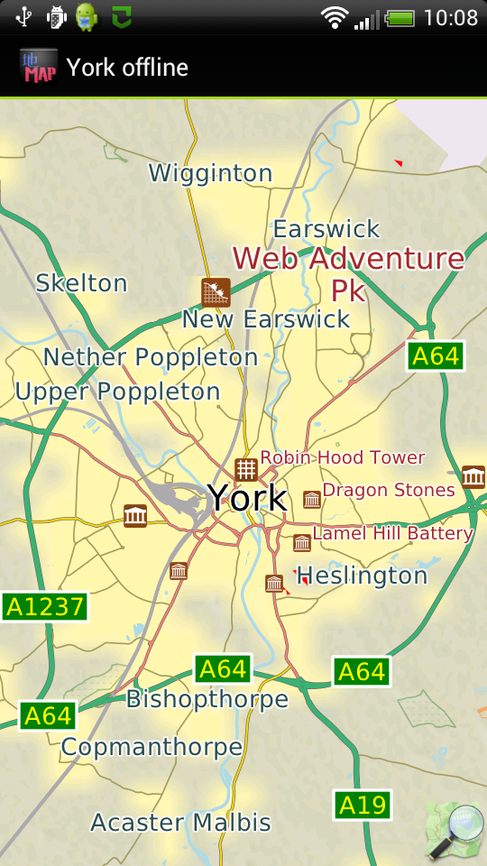 York, UK offline map Screen 1