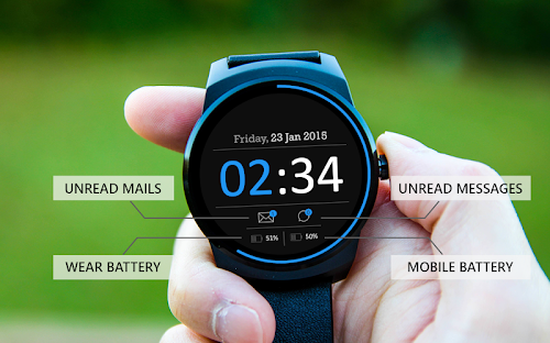 Android application Blueish Black Material Watch screenshort