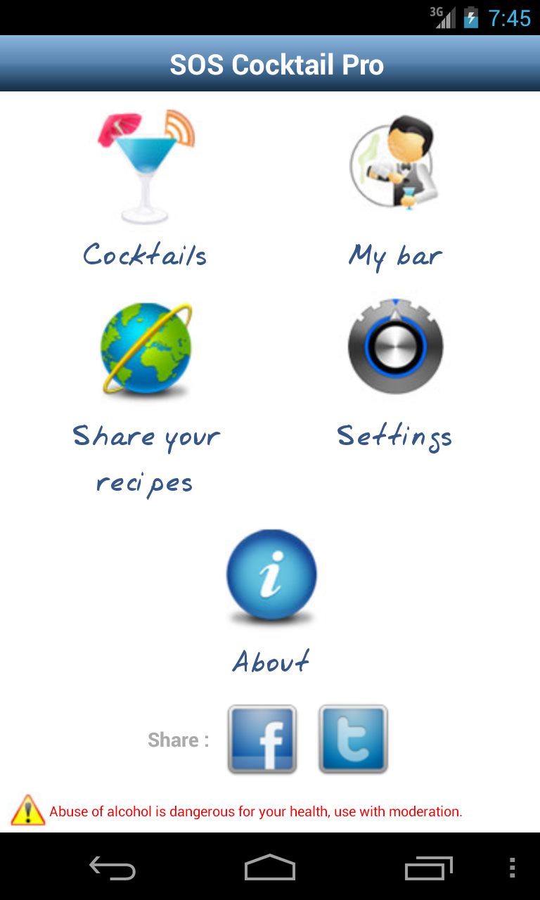 Android application SOS Cocktail Pro-drink recipes screenshort