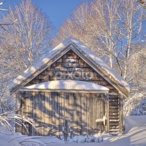 An old garage with new snow by David Stone - Buildings & Architecture Decaying & Abandoned