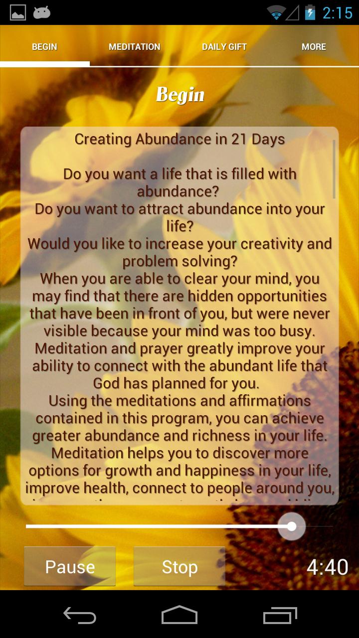 Creating Abundance in 21 days Screen 2