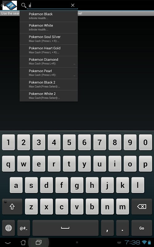 Android application Action Replay Code Manager screenshort