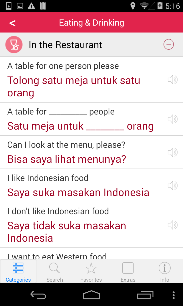 Indonesian Audio Dictionary Screen 2