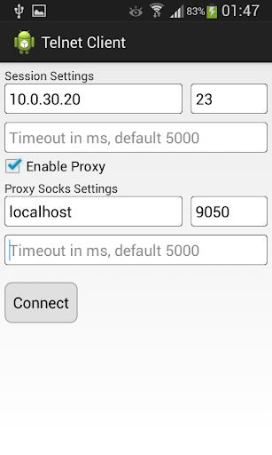 TelnetClient proxy sett