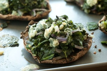 Portobellos Stuffed with Greens and Blue