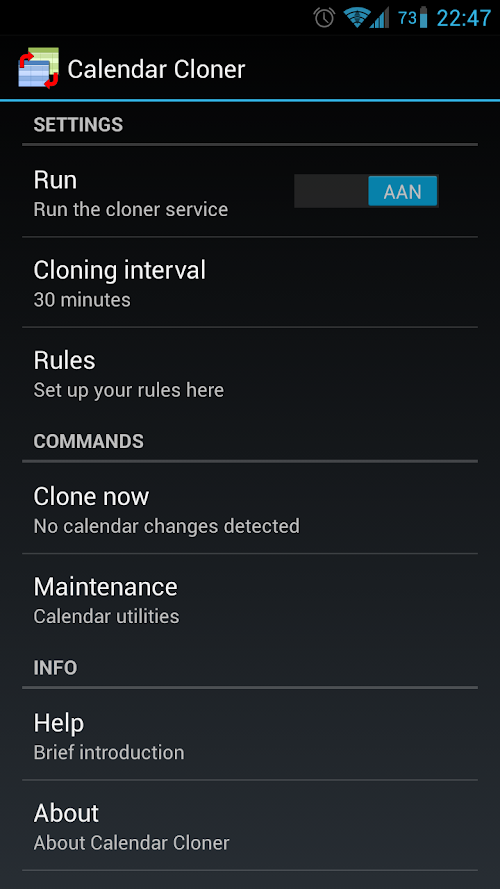 Android application Calendar Cloner screenshort