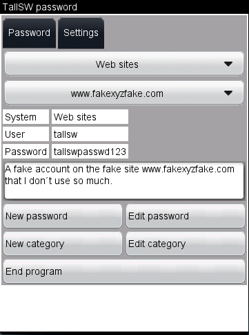 TallSW Password reminder