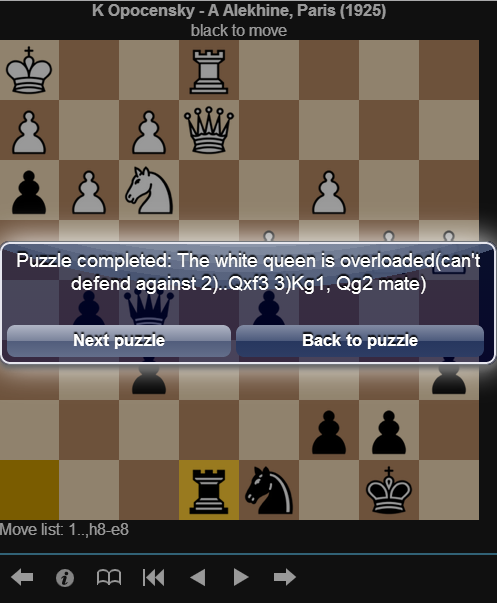 Chess Tactics for black Screen 2