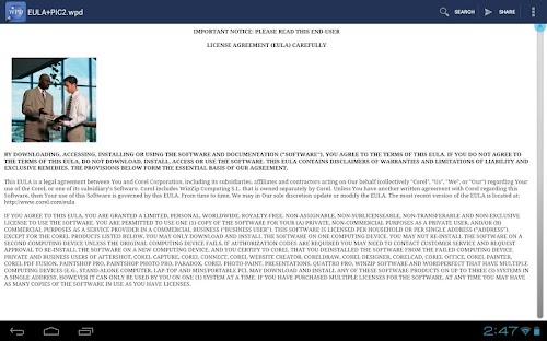 Android application WordPerfect Viewer for Android screenshort