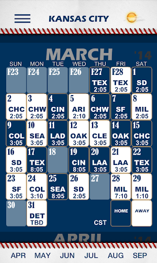 Baseball Pocket Sked - Royals