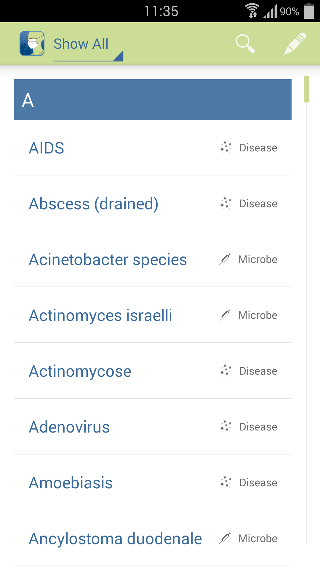 Android application InfectionGuide screenshort