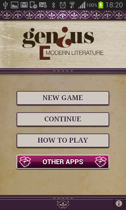 Genius Modern Literature Quiz Screen 1