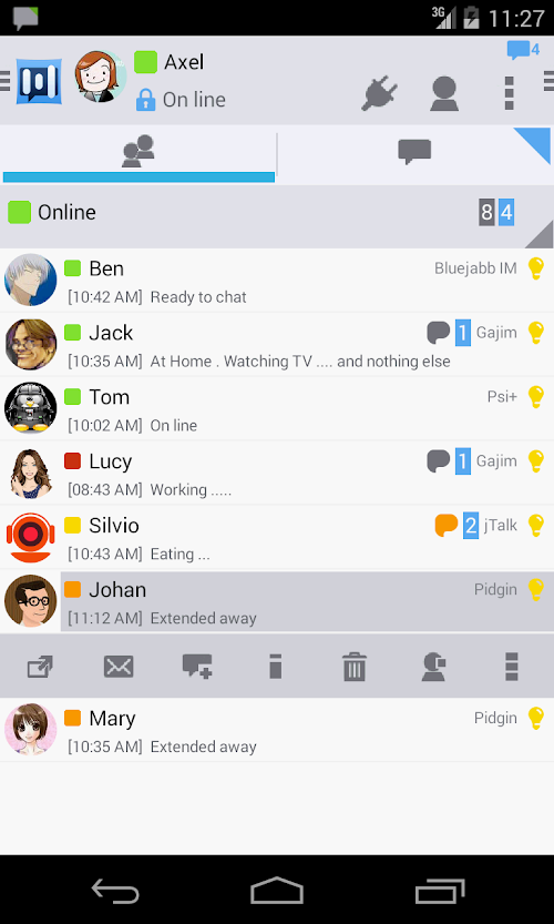 Android application Bluejabb IM for Nimbuzz screenshort