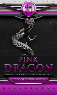 Dragon Clock Widget pink - náhled