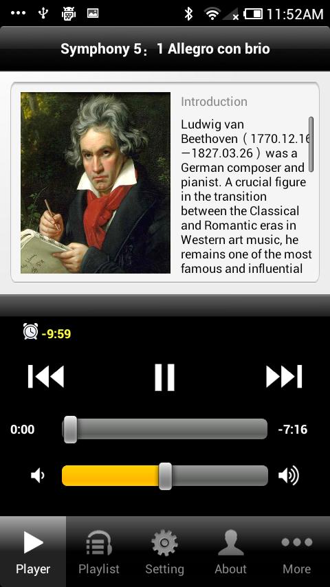 Android application Beethoven Symphony 5 screenshort