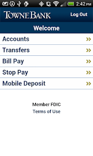 TowneBank Mobile Banking Screenshots 1