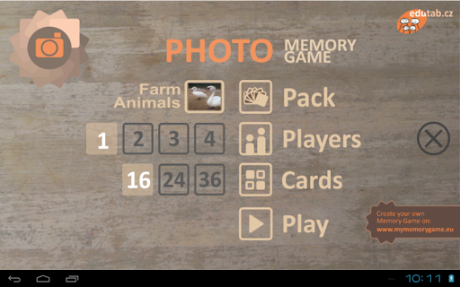 Photo memory game for kids