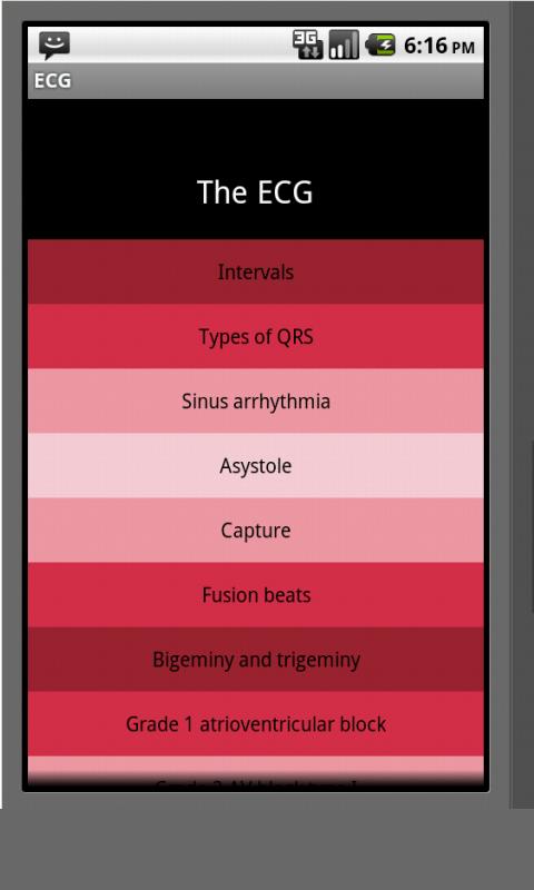 Android application Electrocardiogram ECG Types screenshort