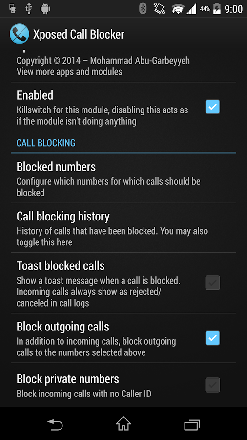 Xposed Call Blocker Unlock Key - screenshot