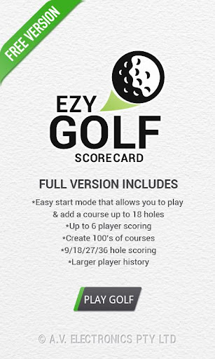 Ezy Golf Scorecard FREE