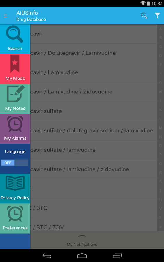    AIDSinfo Drug Database- screenshot  
