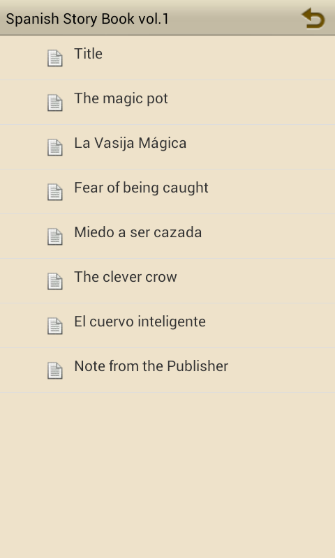 Android application Learn Spanish by Story Book V1 screenshort