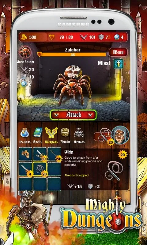    Poderoso tela Dungeons-  