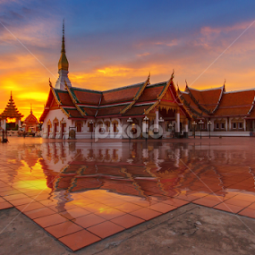 Thailand temple. by Jakkree Thampitakkul - Landscapes Sunsets & Sunrises
