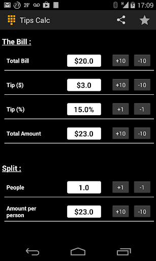 Tips calc Split Tip Calculator