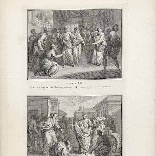 Elymas met blindheid geslagen en Paulus