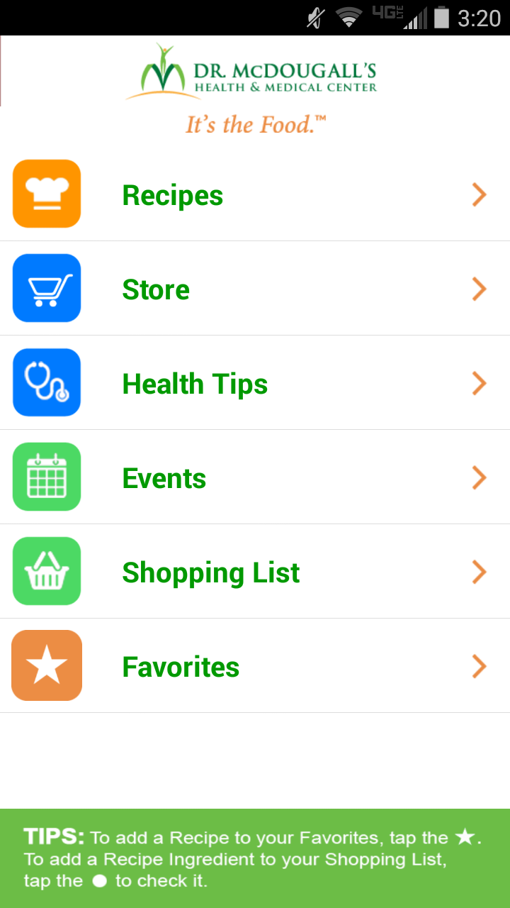 Dr. McDougall Mobile Cookbook Screen 2