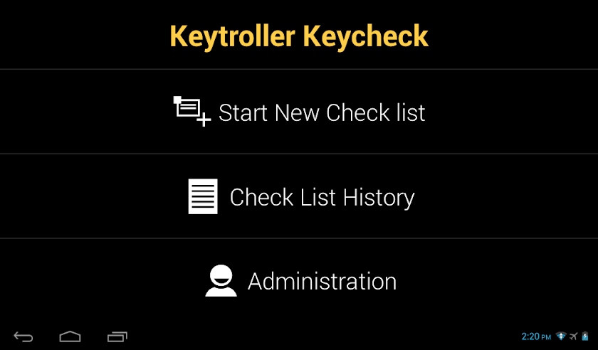KEYCHECK Inspection Checklist Screen 1