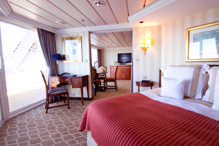 Stay in a large, airy suite with a veranda for watching the passing show while cruising with Azamara.