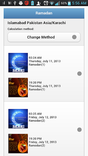 Ramadan Timings 2013