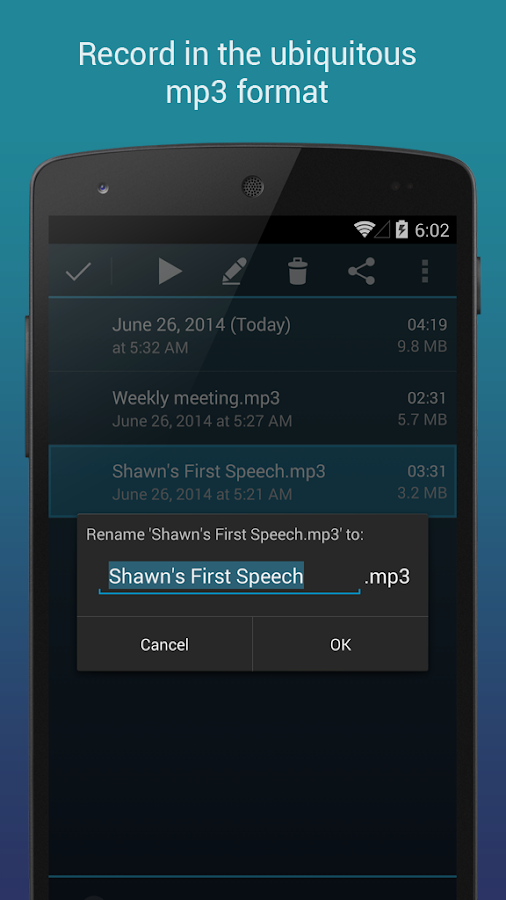Hi-Q MP3 Voice Recorder (Pro) - screenshot