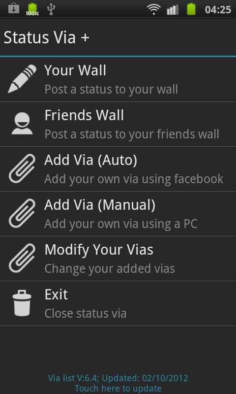 Status Via + Screen 2