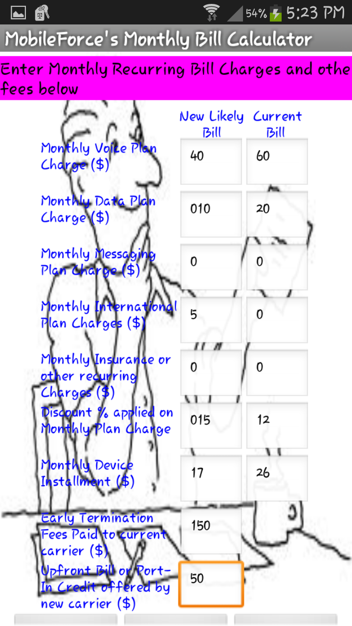 Cell Phone Bill Money Saver Screen 2