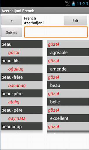 French Azeri Dictionary