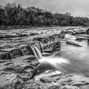 McKinney Falls BW by Robert Marquis - Black & White Landscapes