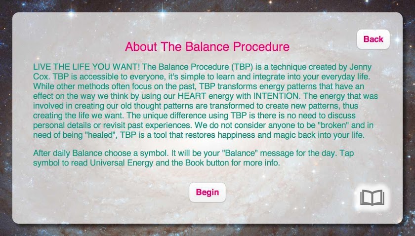 The Balance Procedure (TPB) Screen 3