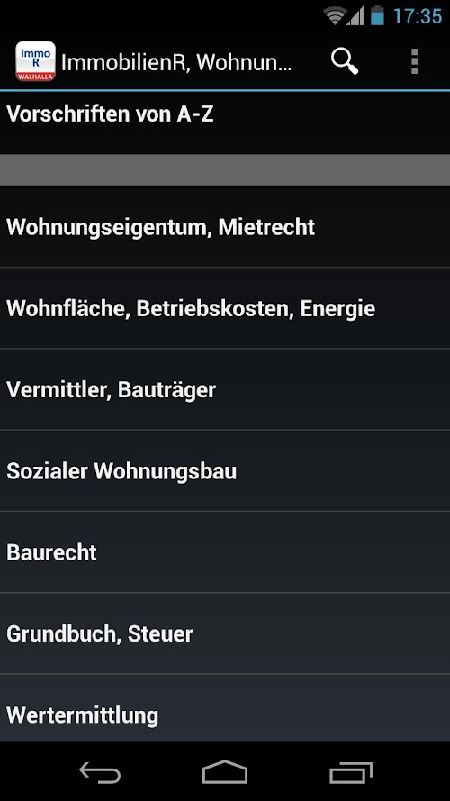 Android application ImmobilienR, WEG screenshort