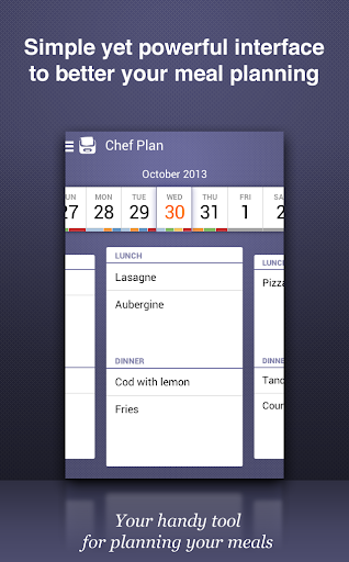 Chef Plan meals grocery list