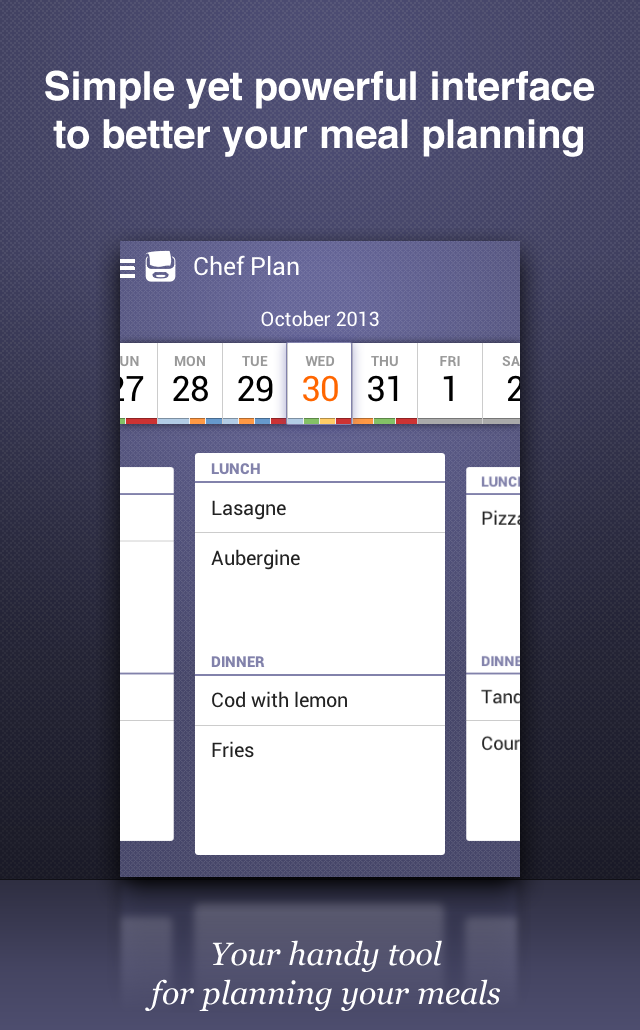Chef Plan meals &amp; grocery list Screen 1